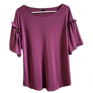 Ann Taylor Magenta Blouse with Ruffled Sleeves Sz SM. Excellent Condition
